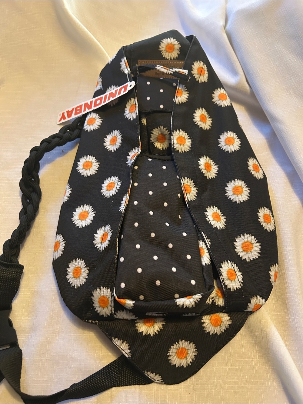 UNIONBAY Black Sling Bag with White & oranges Daisies